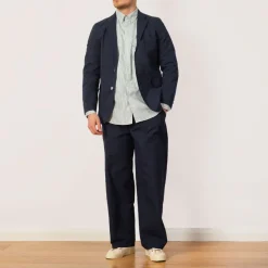Jackets|Beams Plus 3 Button Seersucker Suit Jacket - Navy