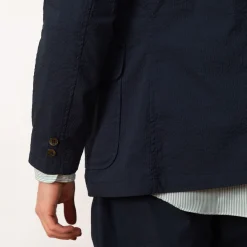 Jackets|Beams Plus 3 Button Seersucker Suit Jacket - Navy