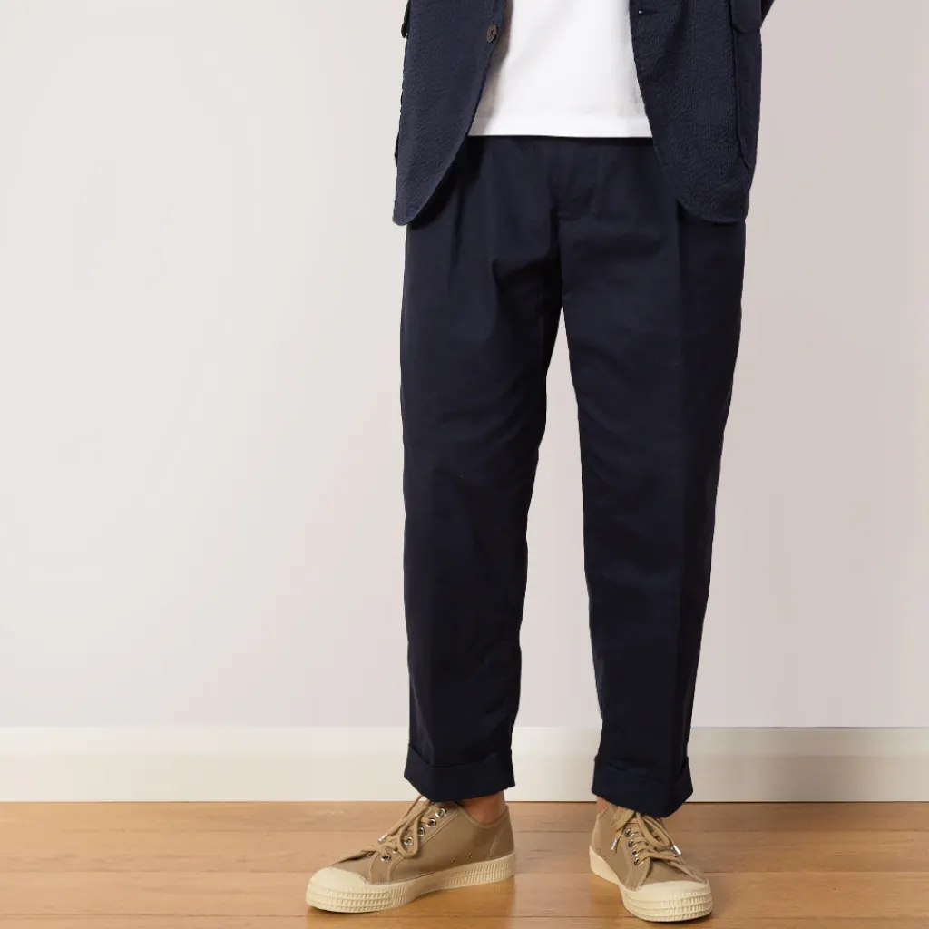 Trousers|Beams Plus 2 Pleat Trouser - Navy