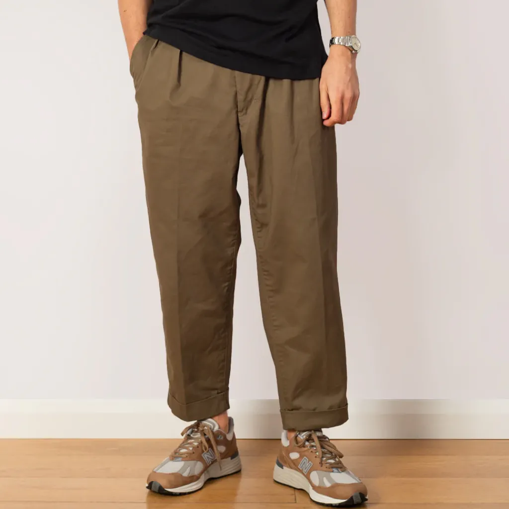 Trousers|Beams Plus 2 Pleat Twill Trouser - Olive