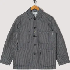 Jackets|Universal Works Bakers Jacket - Hickory Stripe Denim