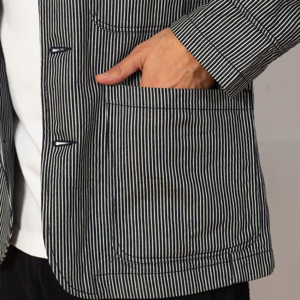 Jackets|Universal Works Bakers Jacket - Hickory Stripe Denim
