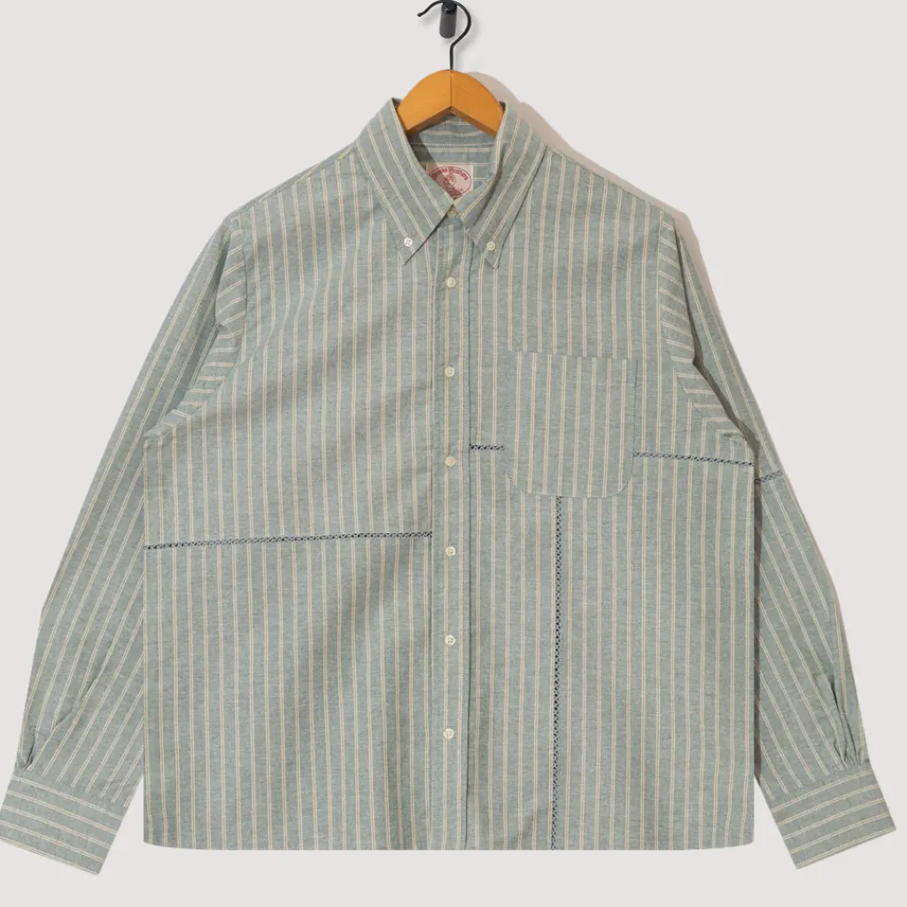 Shirts|Brain Dead Brooks Brothers Patchwork Oxford Shirt - Green