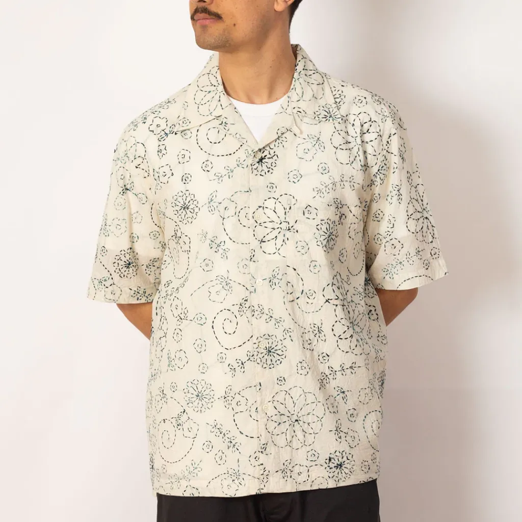 Shirts|Universal Works Camp Shirt - Ecru/Charcoal