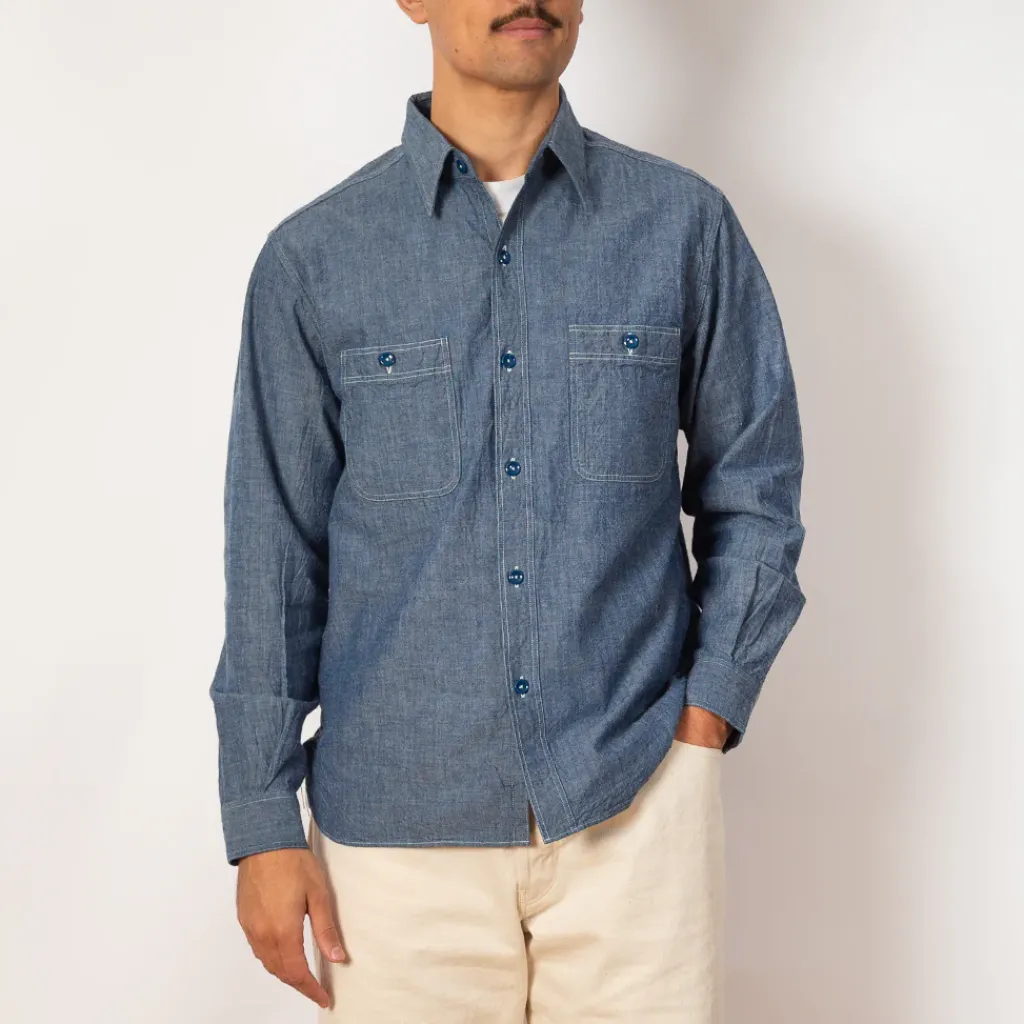 Shirts|Buzz Rickson's Chambray Work Shirt - Blue