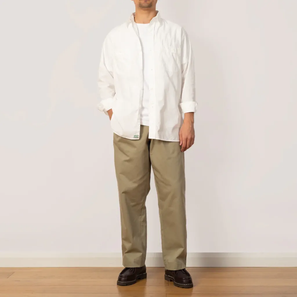 Shirts|OrSlow Chambray Work Shirt Wide Fit - White