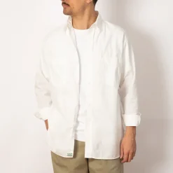 Shirts|OrSlow Chambray Work Shirt Wide Fit - White