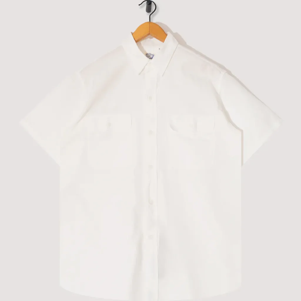 Shirts|OrSlow Chambray Work Shirt Wide Fit S/S - White