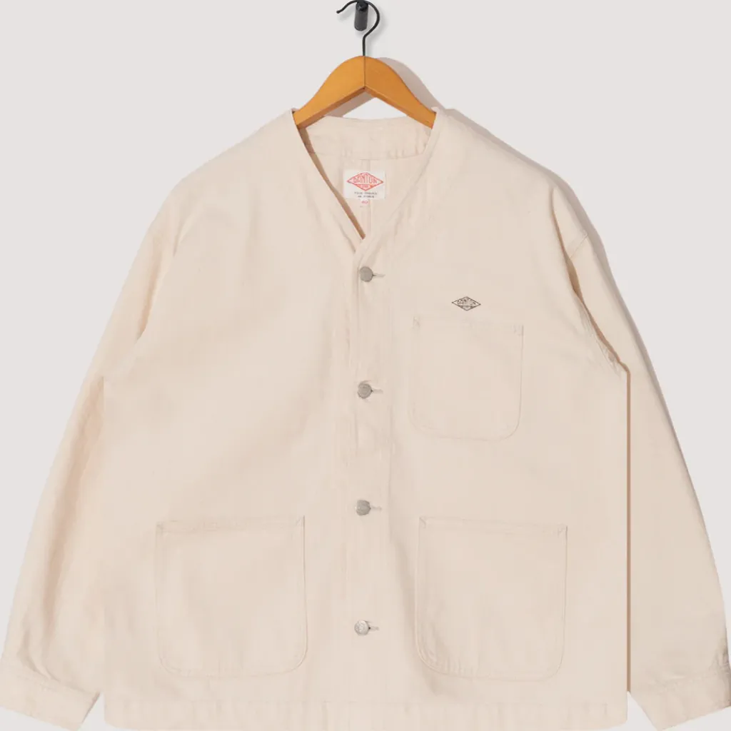 Jackets|Danton Collarless Jacket - Ecru