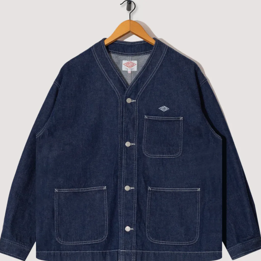 Jackets|Danton Collarless Jacket - Indigo