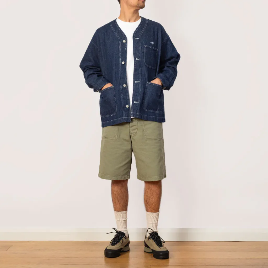Jackets|Danton Collarless Jacket - Indigo