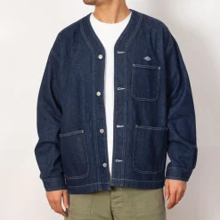 Jackets|Danton Collarless Jacket - Indigo