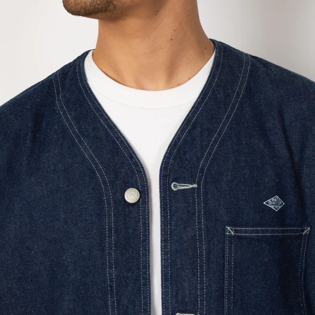 Jackets|Danton Collarless Jacket - Indigo