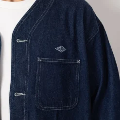 Jackets|Danton Collarless Jacket - Indigo