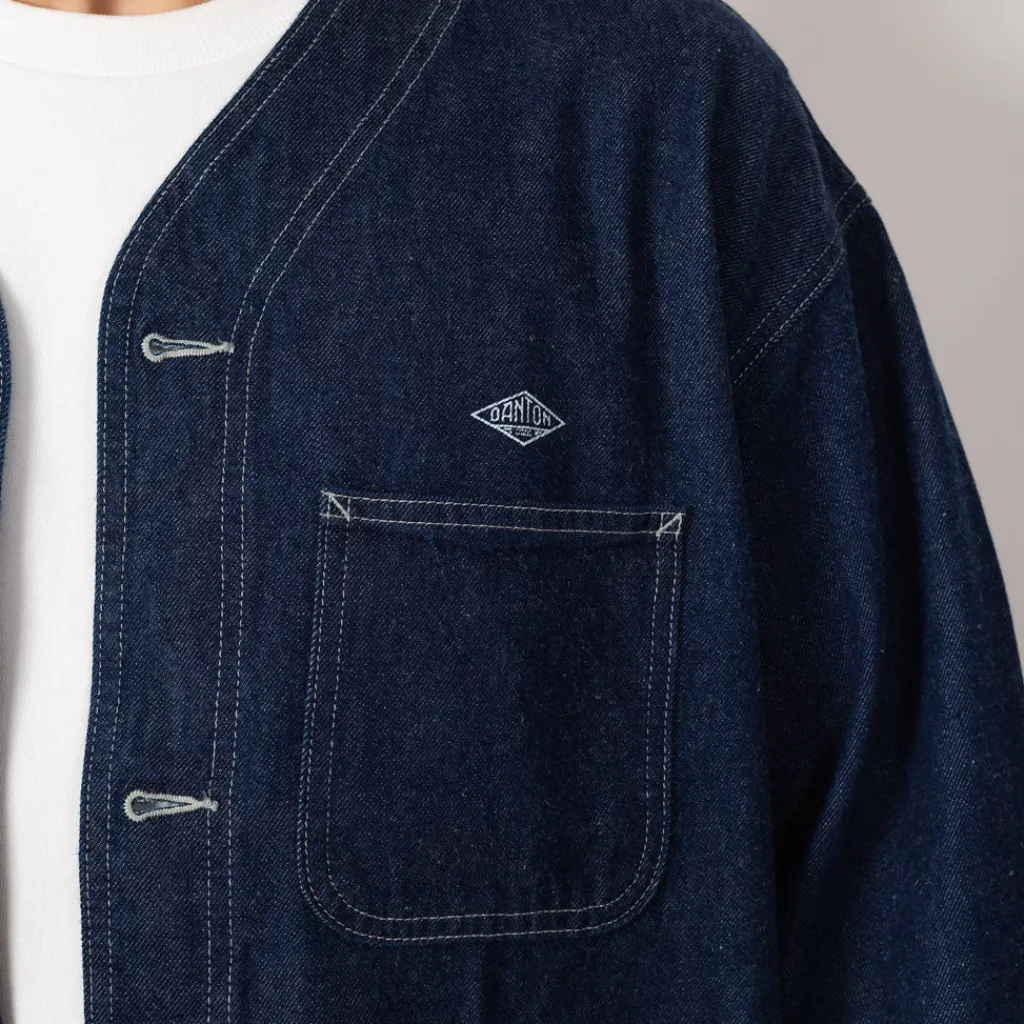 Jackets|Danton Collarless Jacket - Indigo