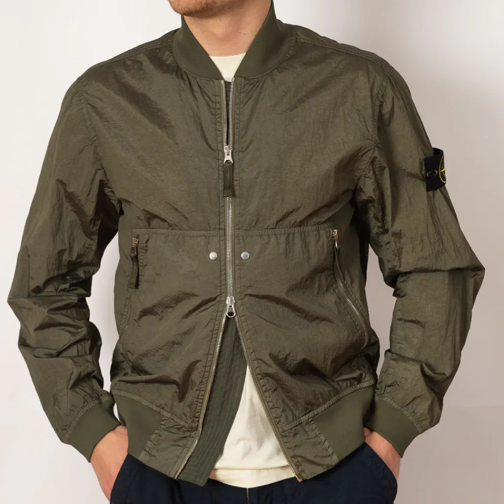 Jackets|Stone Island Crinkle Bomber - Military Green (V0054)