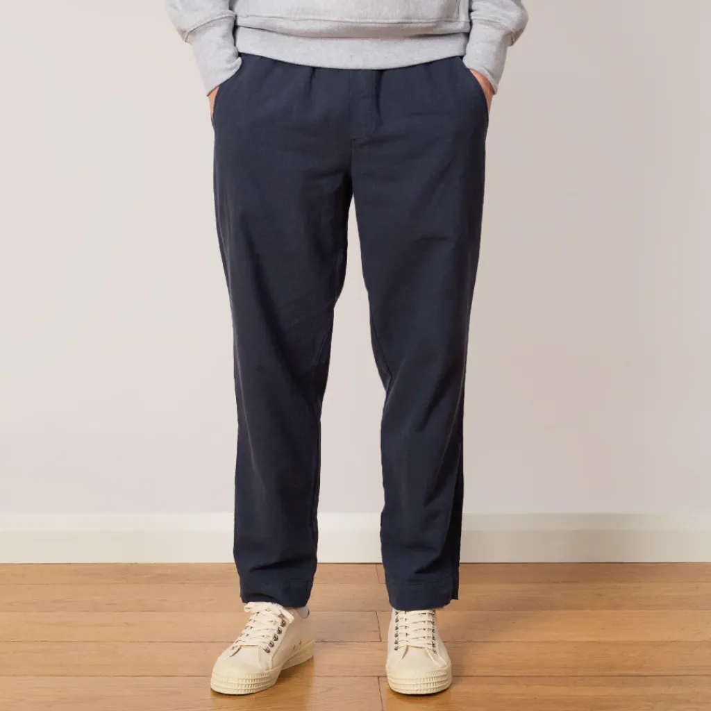 Trousers|Folk Drawcord Assembly Pant - Soft Navy Cotton Linen