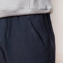 Trousers|Folk Drawcord Assembly Pant - Soft Navy Cotton Linen