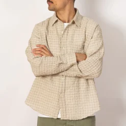 Shirts|Mfpen Executive Shirt - Beige Structure Check