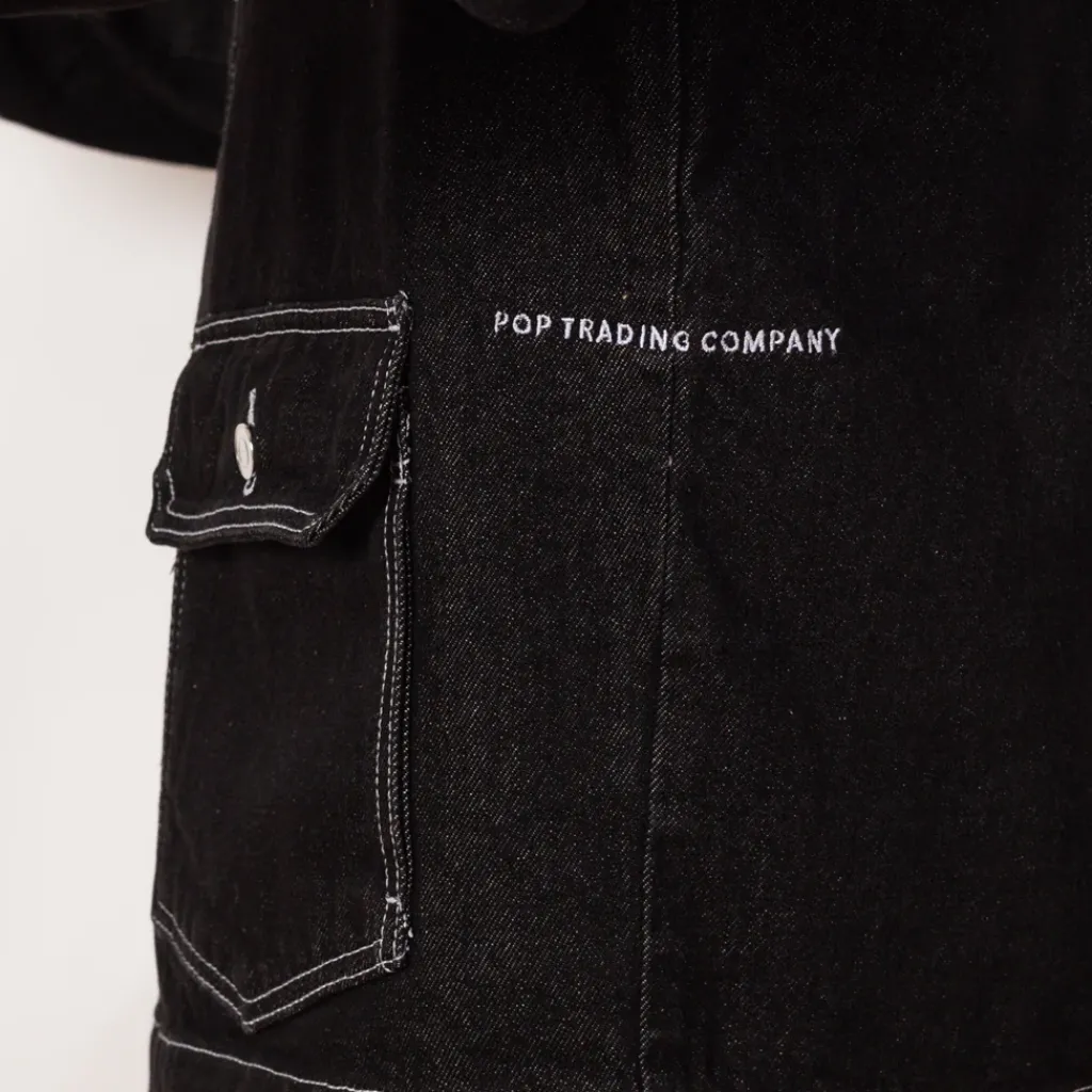 Jackets|Pop Trading Company Full Button Jacket - Black