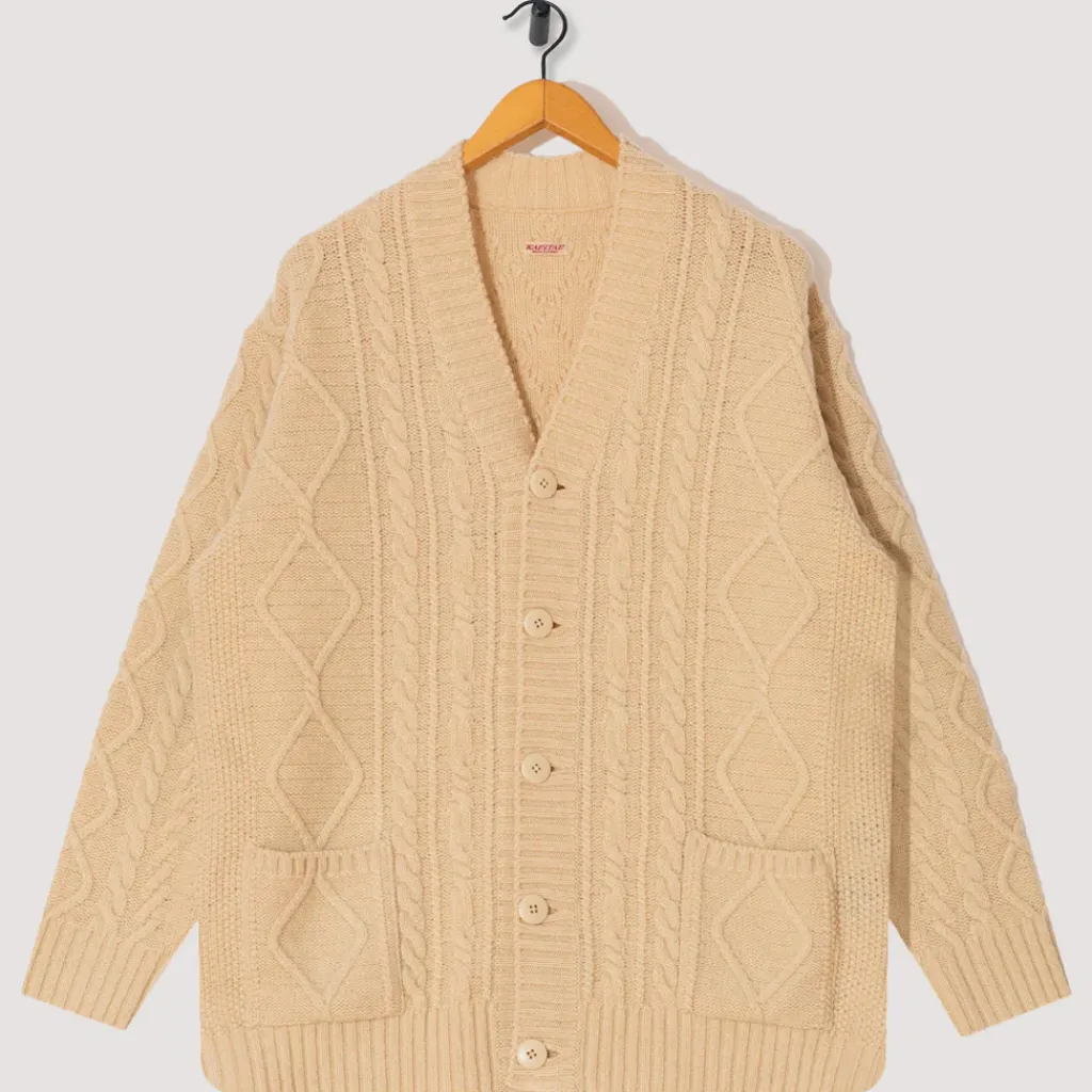 Knitwear|Kapital 5G Wool Patch Cardigan - Ecru