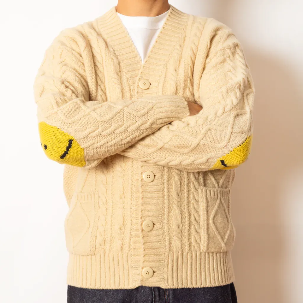 Knitwear|Kapital 5G Wool Patch Cardigan - Ecru