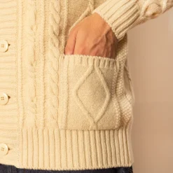 Knitwear|Kapital 5G Wool Patch Cardigan - Ecru