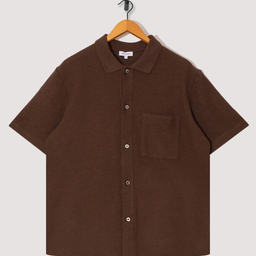 Shirts|Norse Projects Gustav Crochet Jersey Shirt - Chestnut