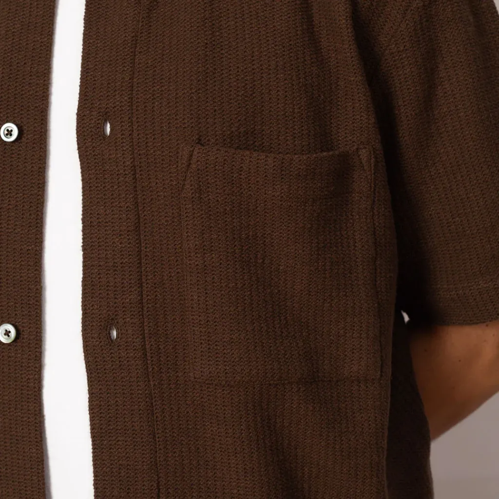 Shirts|Norse Projects Gustav Crochet Jersey Shirt - Chestnut
