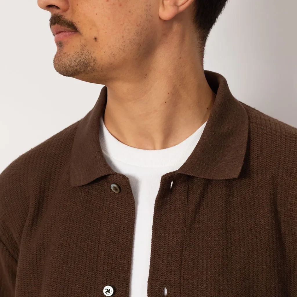 Shirts|Norse Projects Gustav Crochet Jersey Shirt - Chestnut