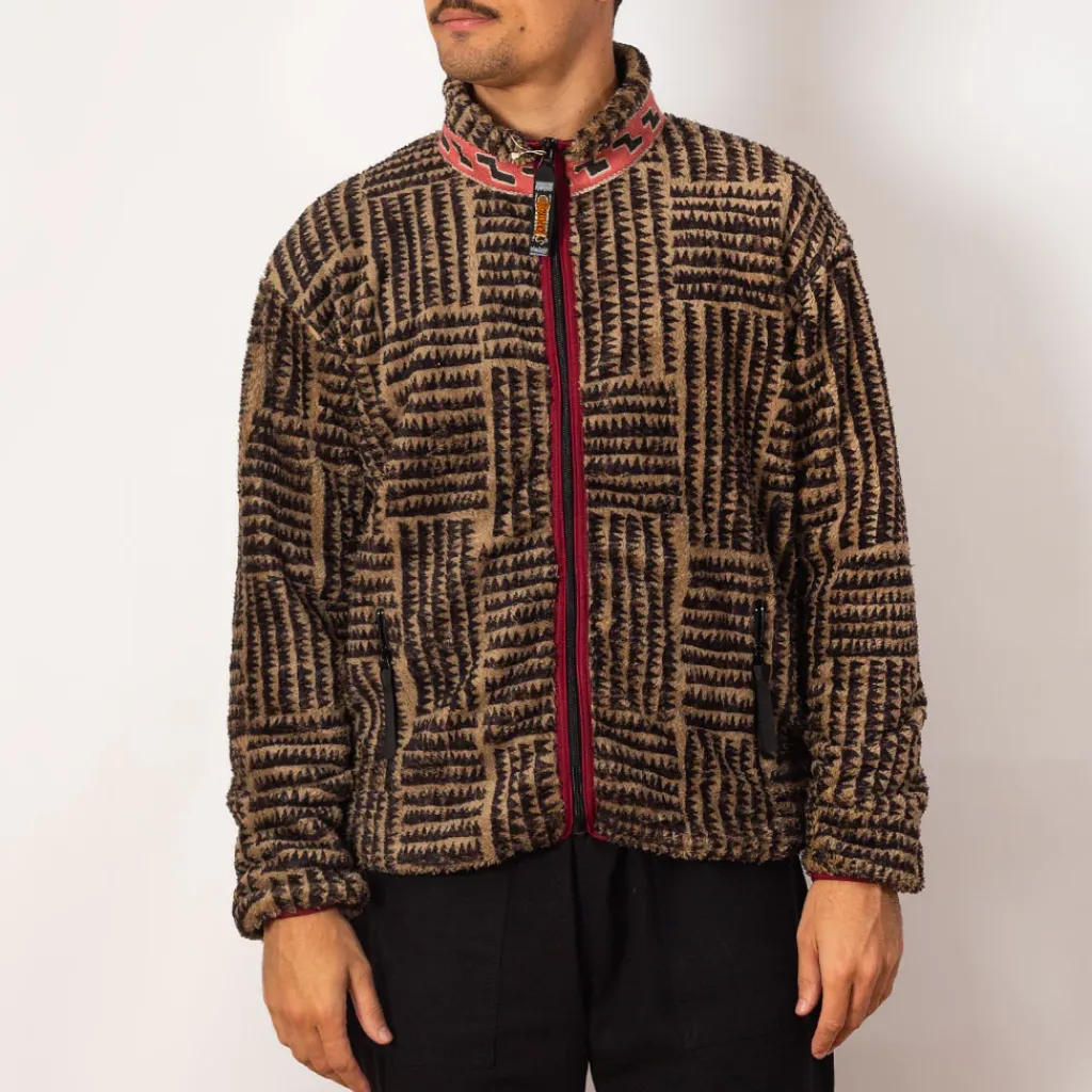 Knitwear|Kapital Hacksaw Block Zip Fleece - Beige