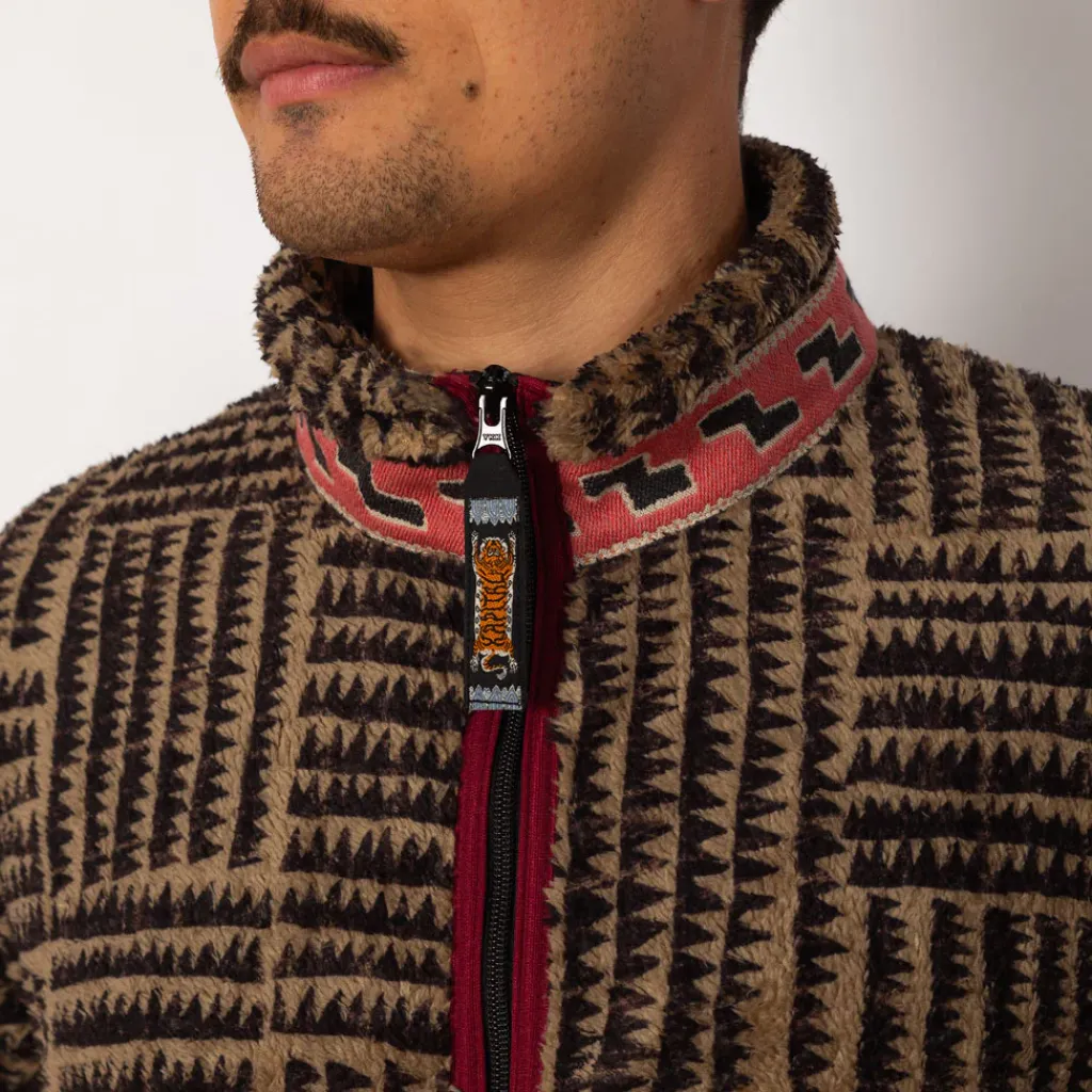 Knitwear|Kapital Hacksaw Block Zip Fleece - Beige