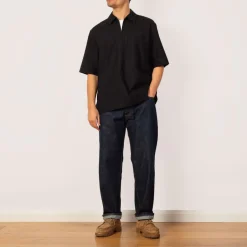 Shirts|MHL By Margaret Howell Half Zip Pull On Shirt - Black
