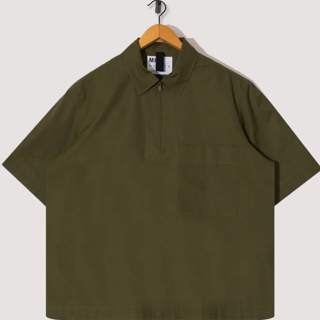 Shirts|MHL By Margaret Howell Half Zip Pull On Shirt - Grass