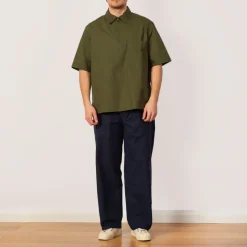 Shirts|MHL By Margaret Howell Half Zip Pull On Shirt - Grass