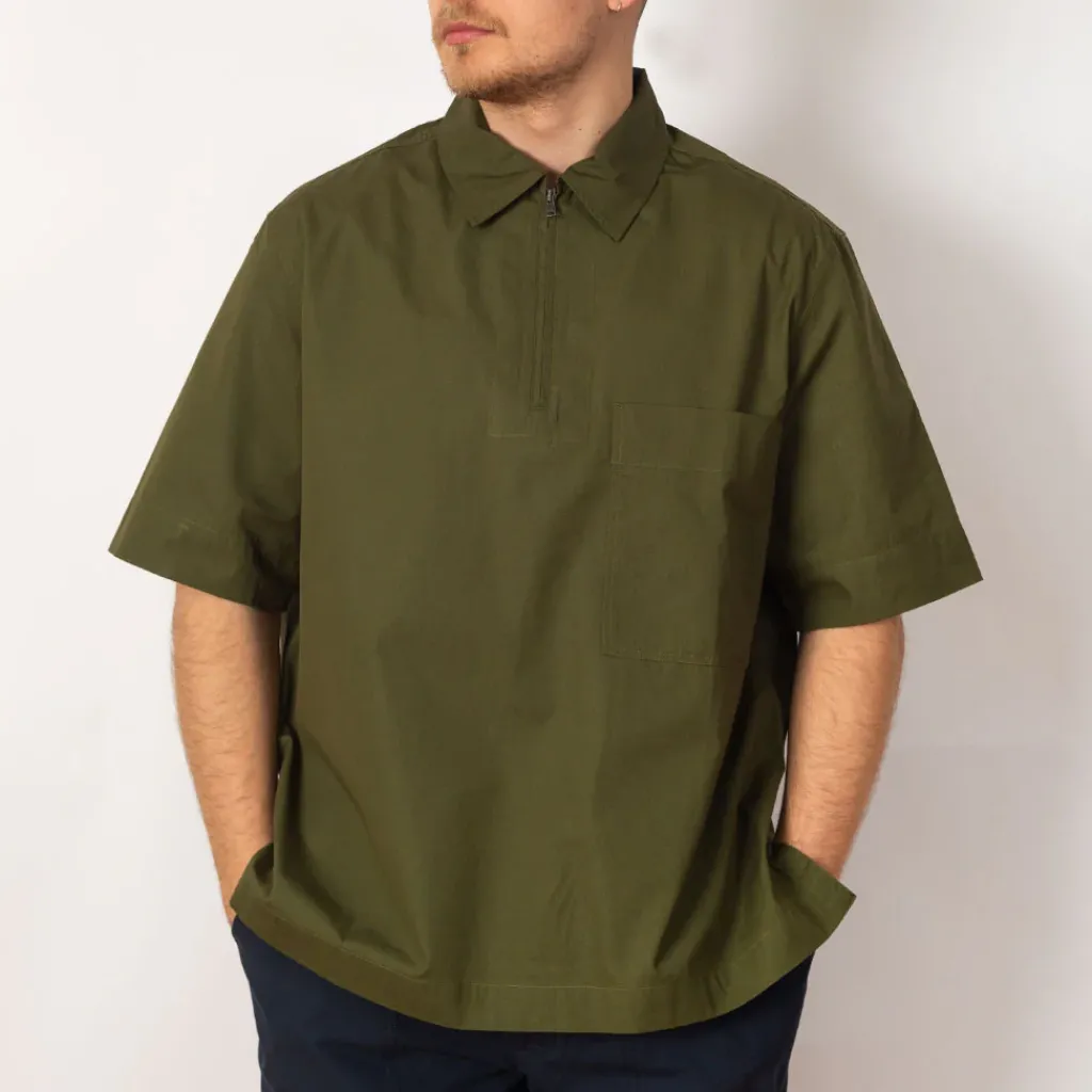 Shirts|MHL By Margaret Howell Half Zip Pull On Shirt - Grass
