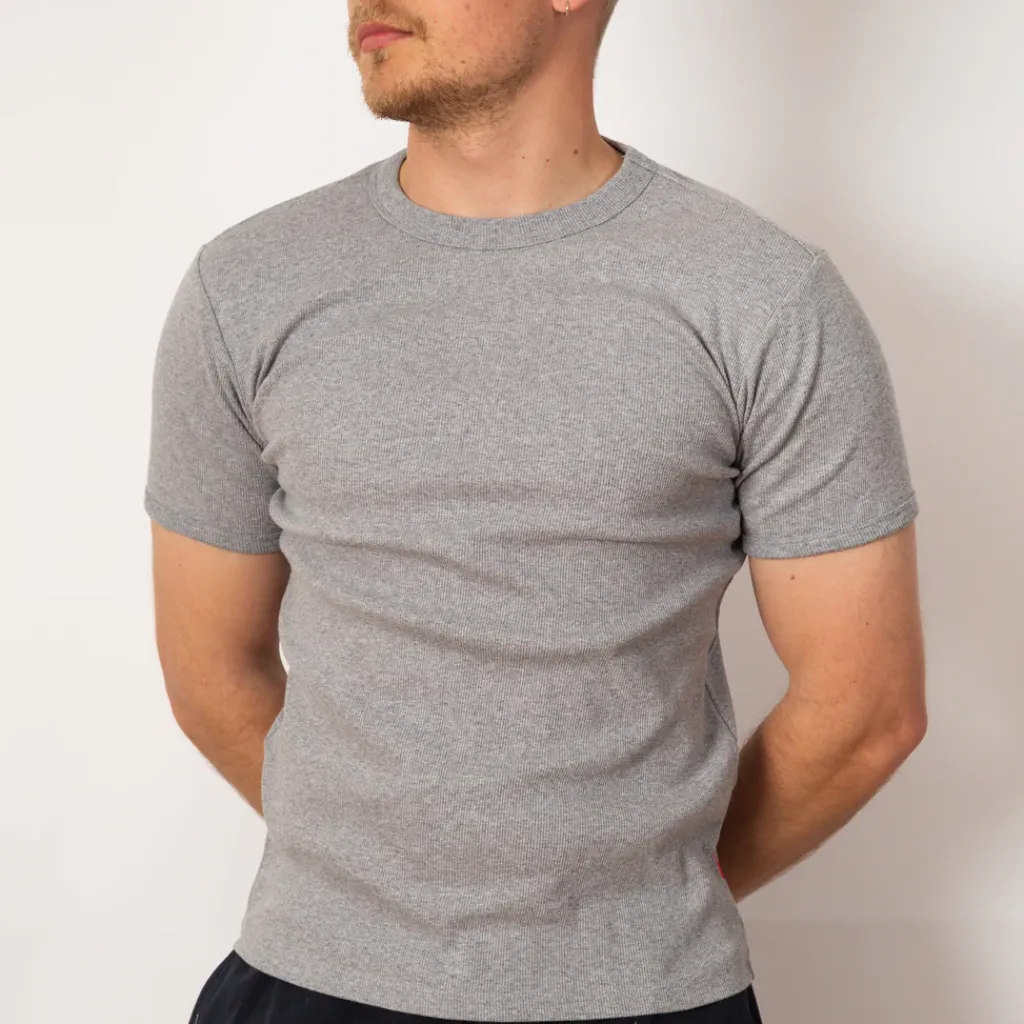T-Shirts|Healthknit Heavyweight Rib Crew S/S - Heather Grey