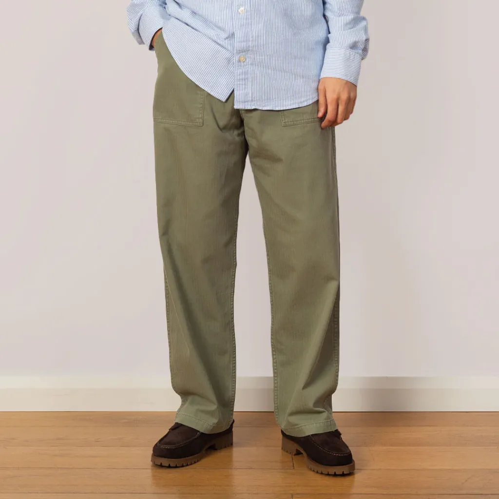 Trousers|OrSlow Herringbone Fatigue Pants - Green