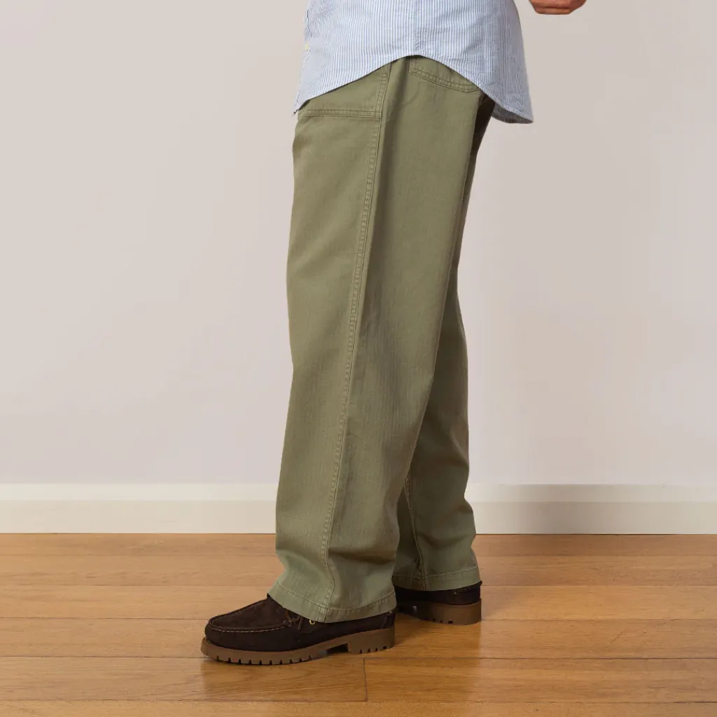 Trousers|OrSlow Herringbone Fatigue Pants - Green