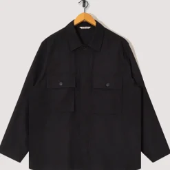 Shirts|Auralee Herringbone Overshirt - Black