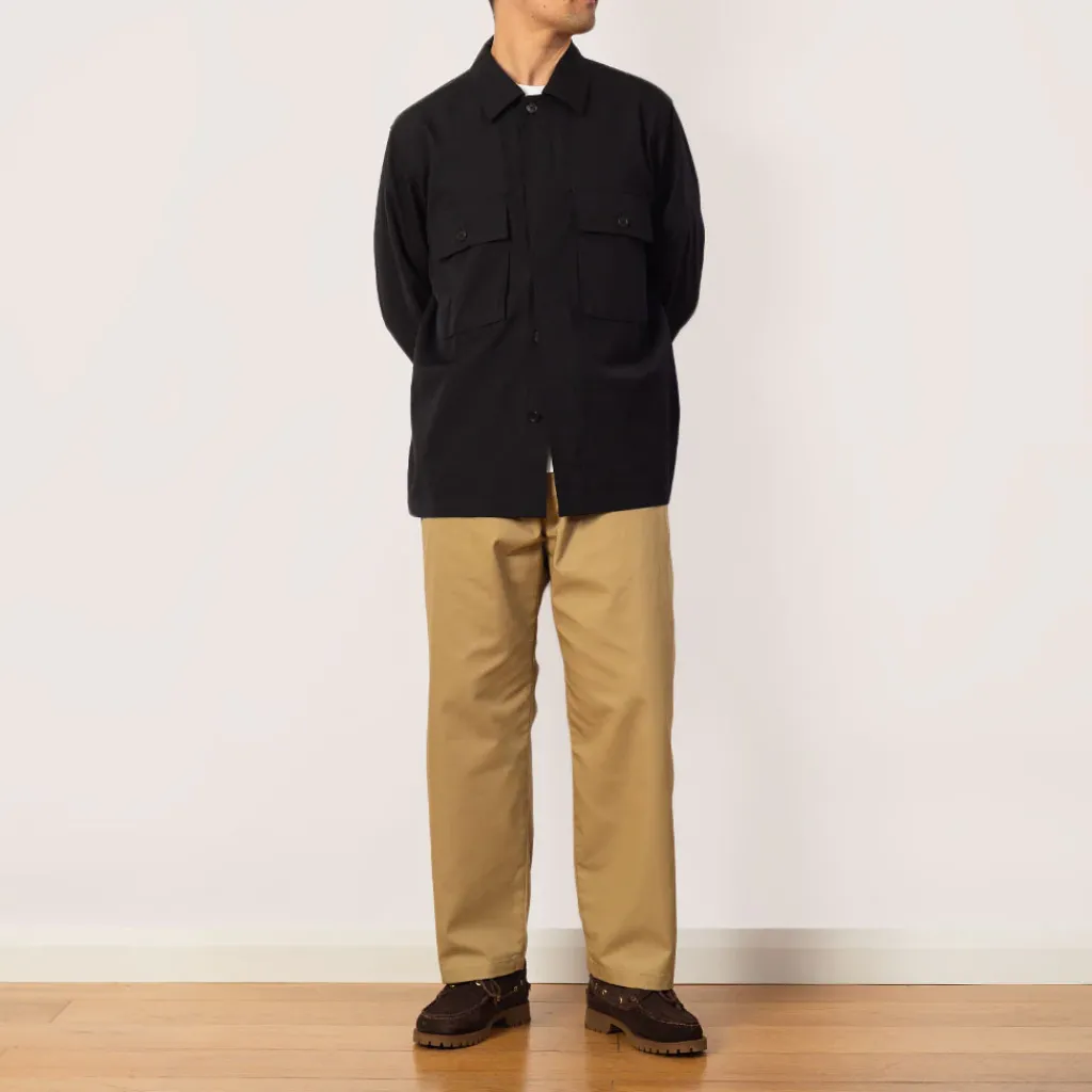 Shirts|Auralee Herringbone Overshirt - Black
