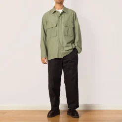 Shirts|Auralee Herringbone Overshirt - Olive