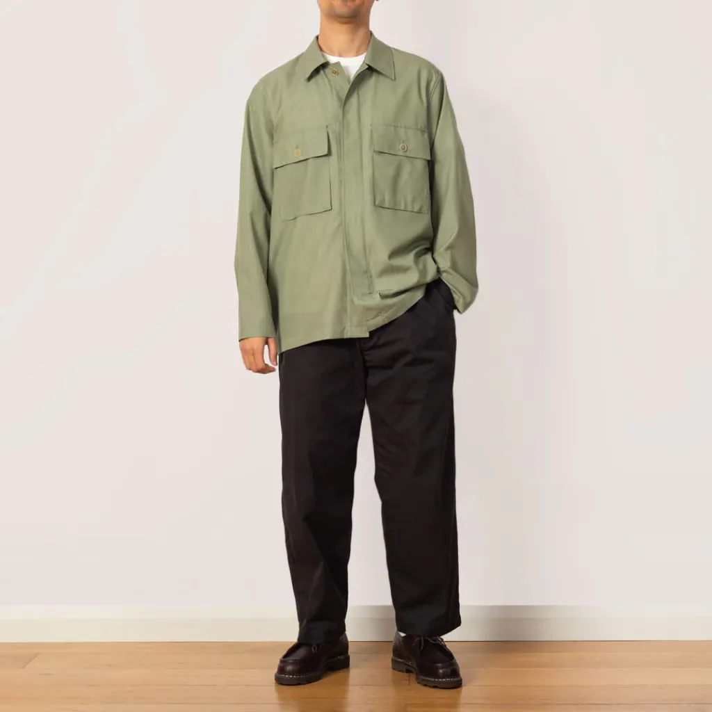 Shirts|Auralee Herringbone Overshirt - Olive