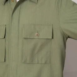 Shirts|Auralee Herringbone Overshirt - Olive