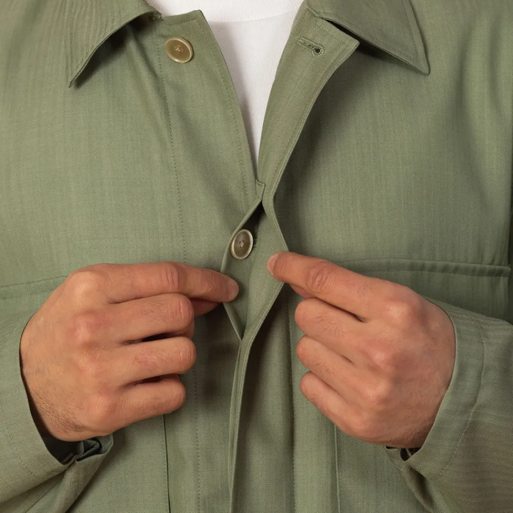 Shirts|Auralee Herringbone Overshirt - Olive
