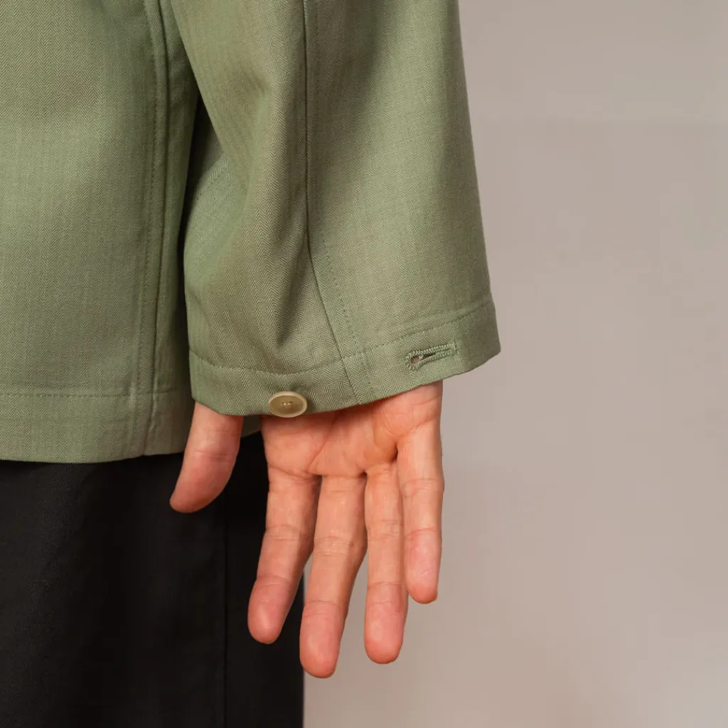 Shirts|Auralee Herringbone Overshirt - Olive