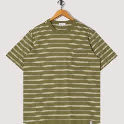 T-Shirts|Norse Projects Holger Organic Sailor Stripe Pocket Tee - Moss Green
