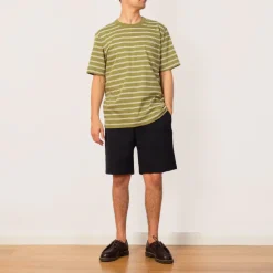 T-Shirts|Norse Projects Holger Organic Sailor Stripe Pocket Tee - Moss Green