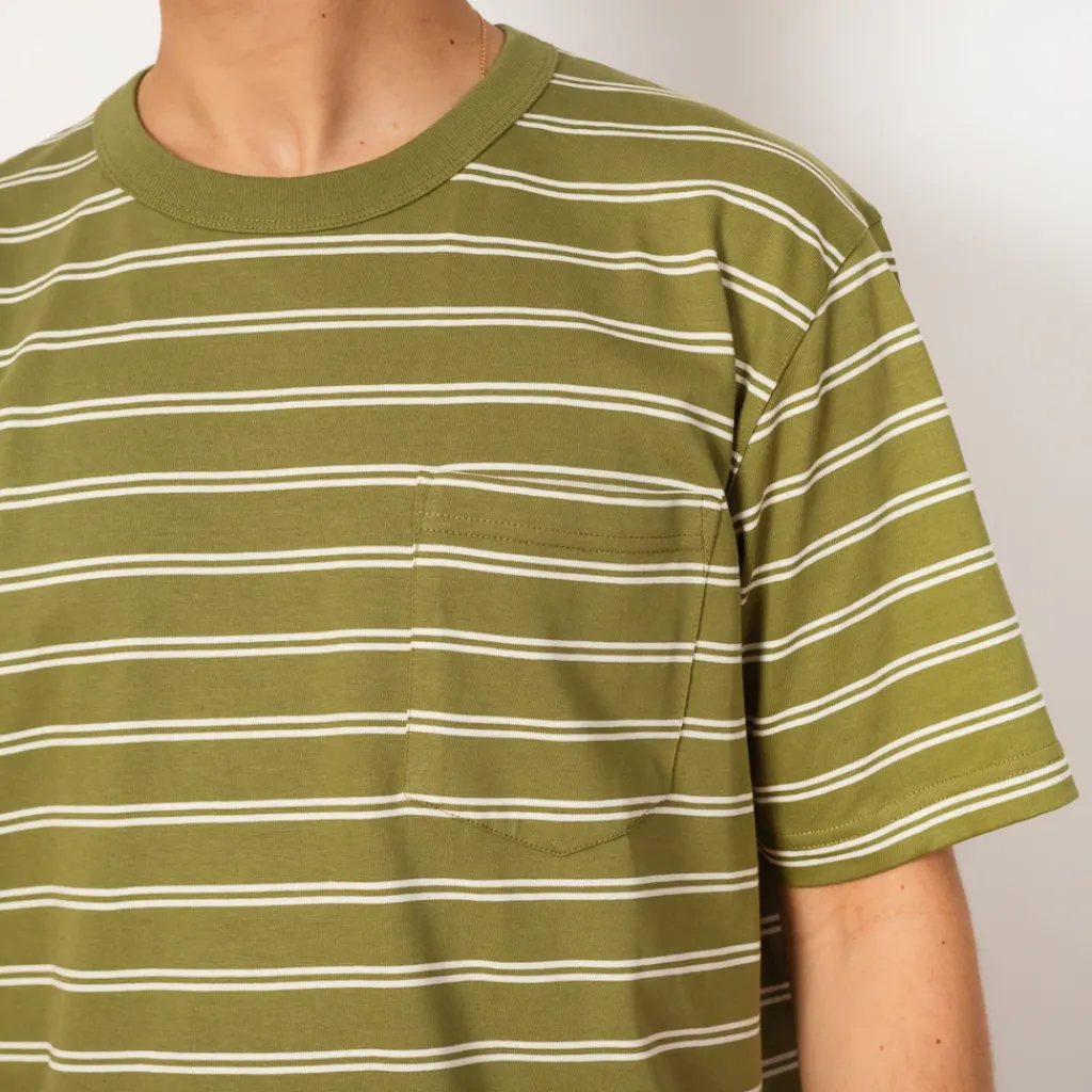 T-Shirts|Norse Projects Holger Organic Sailor Stripe Pocket Tee - Moss Green