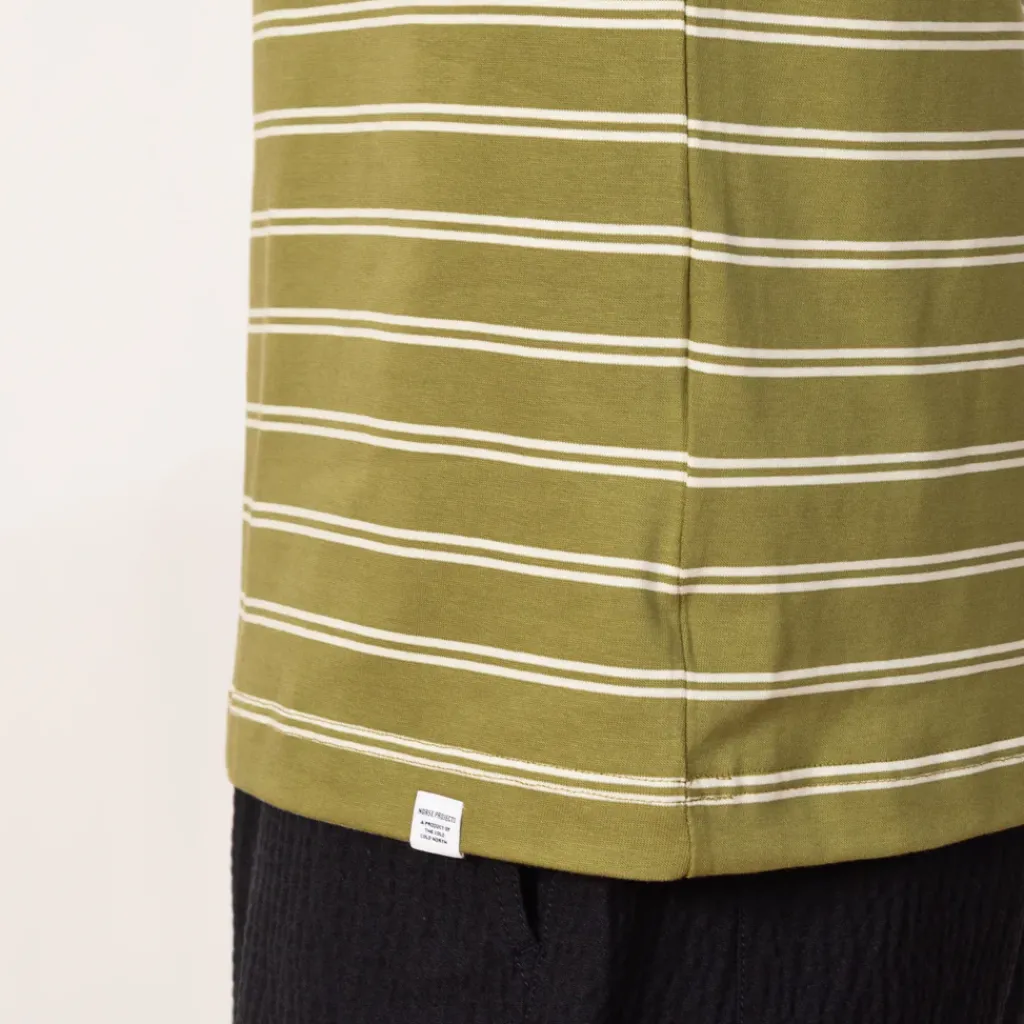 T-Shirts|Norse Projects Holger Organic Sailor Stripe Pocket Tee - Moss Green